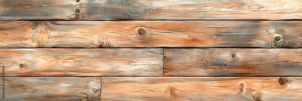 Fototapeta premium Weathered distressed wooden plank texture background with natural wood grain patterns and grungy aged surface for rustic farmhouse or country home interior design wall decor flooring furniture