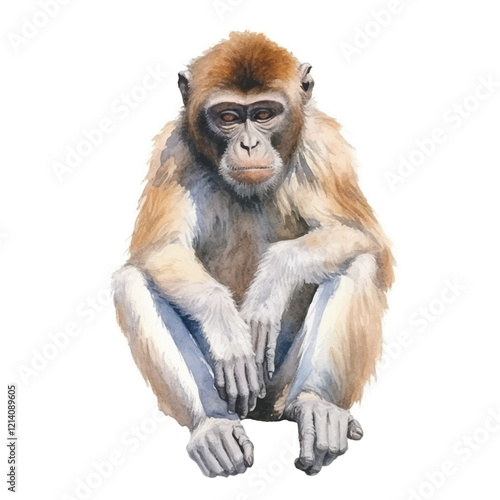 watercolor Monkey isolated white background