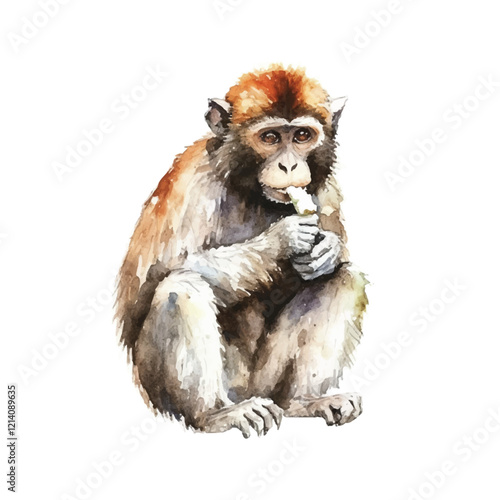 watercolor Monkey isolated white background