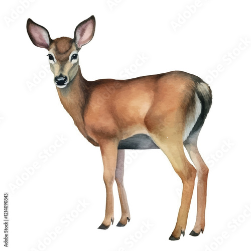 watercolor Muntjac isolated white background