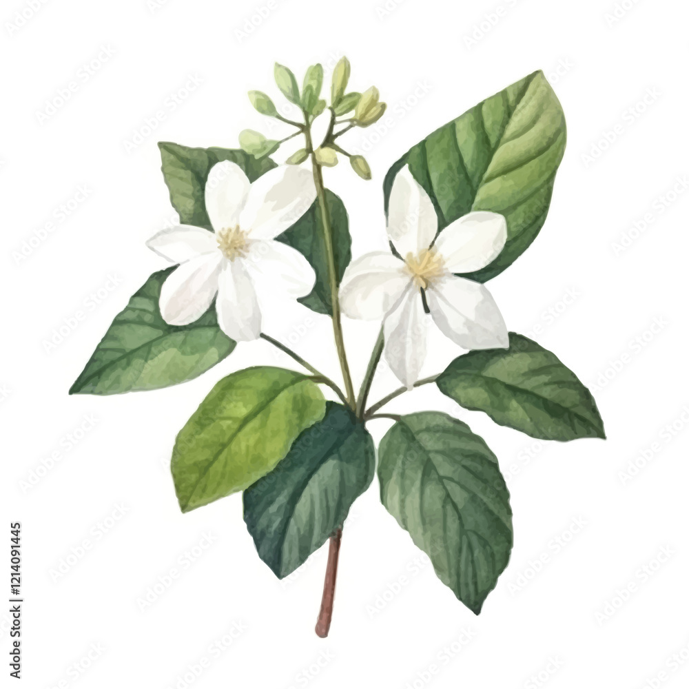 watercolor Mussaenda isolated white background watercolor Mussaenda isolated white background