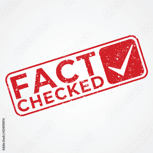 Red "Fact Checked" Stamp with Checkmark Vector