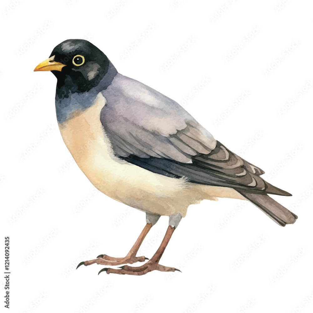 watercolor Myna isolated white background watercolor Myna isolated white background