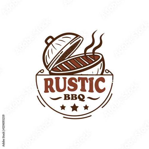 Rustic BBQ emblems with retro style vector illustration