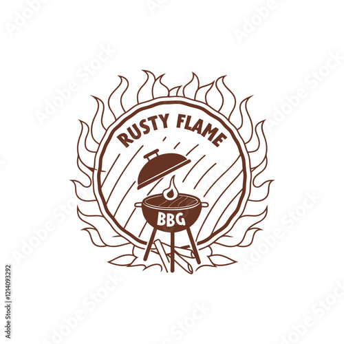 Rustic BBQ emblems with retro style vector illustration