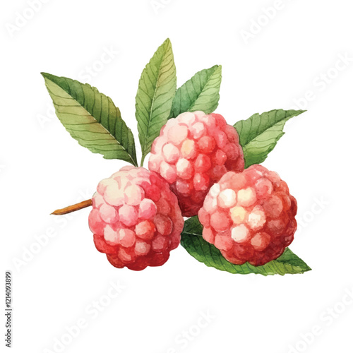 watercolor Lychee isolated white background