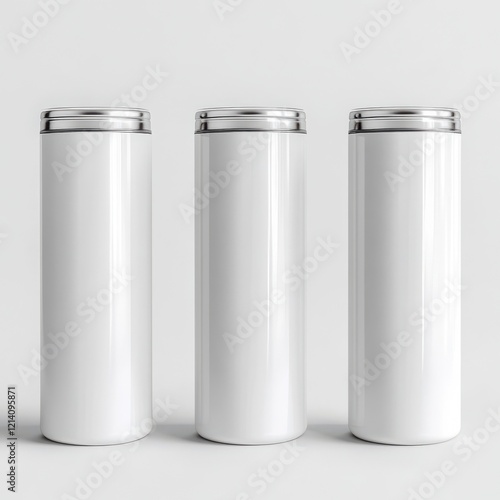 Wallpaper Mural Three white 20 oz skinny tumblers mockup, isolated on transparent background, 3D rendering Torontodigital.ca