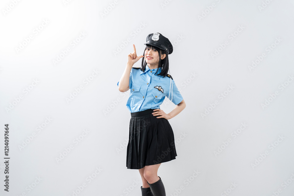 警察官のコスプレをした女性 警察官のコスプレをした女性