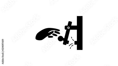 hand on door knocker, black isolated silhouette