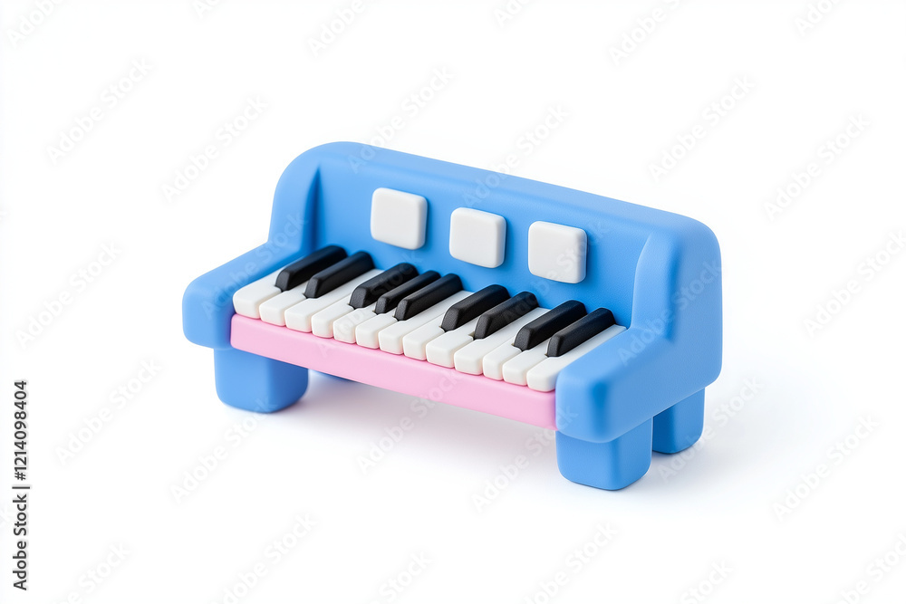 Fototapeta premium a plasticine 3D icon of a piano, pastel tones, vibrant clay design, isolated on white background