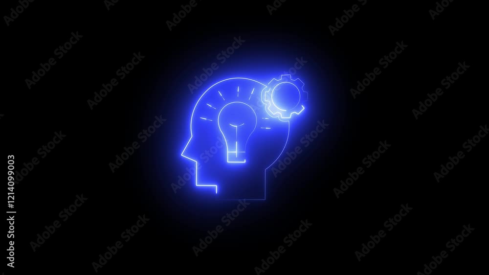 Neon Light bulb with Gear Inside icon animation. Simple and setting .Neon Light bulb with icon animation. Simple and creative Neon Light bulb with Gear Inside icon animation. Simple and setting .Neon Light bulb with icon animation. Simple and creative