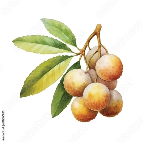 watercolor Longan fruit isolated white background