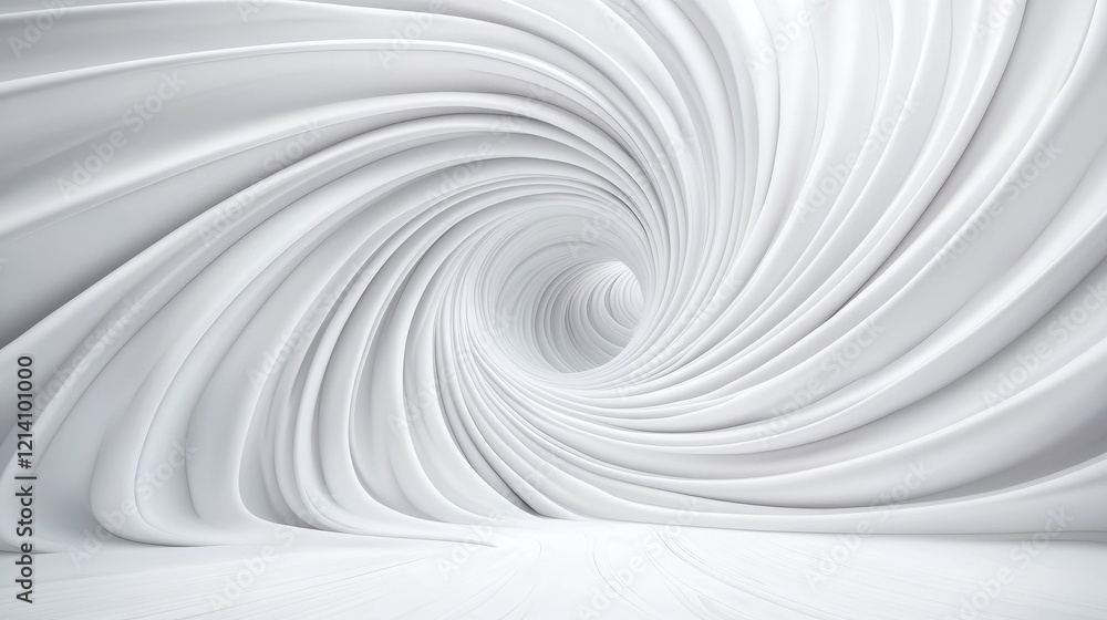 Abstract white swirling tunnel; architectural design; interior background; 3D rendering for website design Abstract white swirling tunnel; architectural design; interior background; 3D rendering for website design