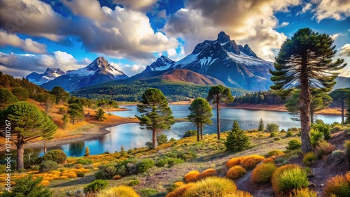 Fototapeta Naklejka Na Ścianę i Meble -  Patagonia Dinosaurs Copahue Park Araucarias - Breathtaking Scenery