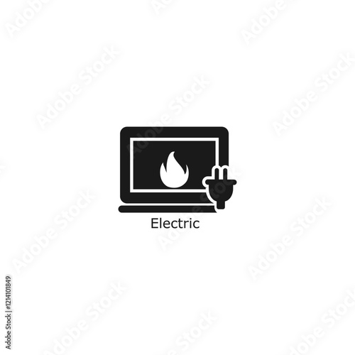  Illustration of electric fireplace isolated on white background.