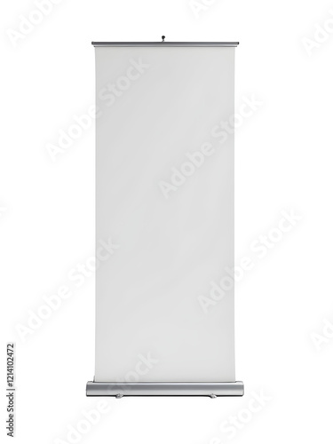 Roll up banner stand isolated on transparent background. Cut out