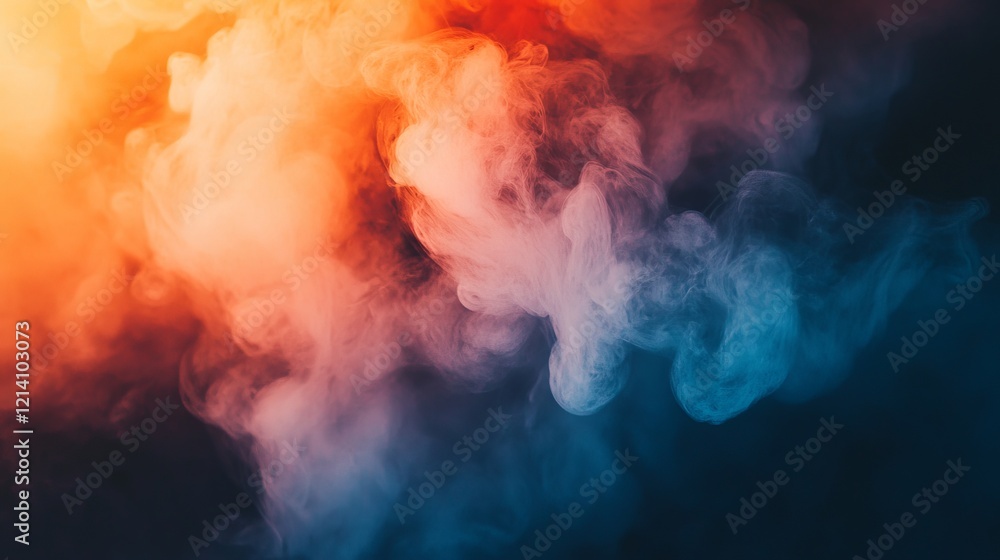 Wisps of orange and red steam swirling over a dark background with ample space for text or design Wisps of orange and red steam swirling over a dark background with ample space for text or design