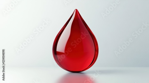 Single Red Drop of Liquid, Abstract Background.