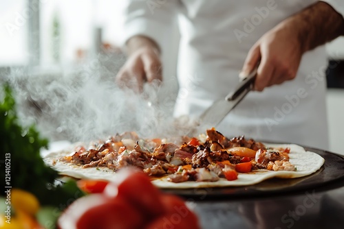 A Chef Expertly Preparing and Making Traditional Turkish Doner photo