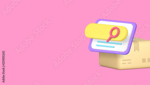 Postal parcel address delivery searching online shopping service banner copy space vector illustration. Internet shop store purchase order search bar logistic shipping commercial marketing
