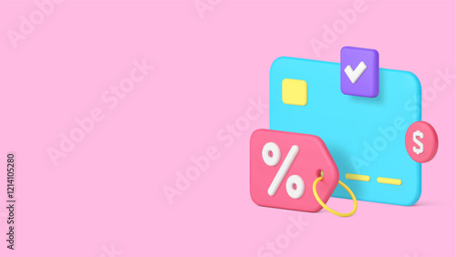 Shopping sale discount financial cashback bonus reward banner copy space vector illustration. Online shop store marketplace special offer price off clearance prize cashless credit debit card payment