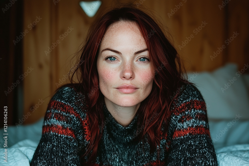 Portrait of Woman with Auburn Hair in Sweater Portrait of Woman with Auburn Hair in Sweater