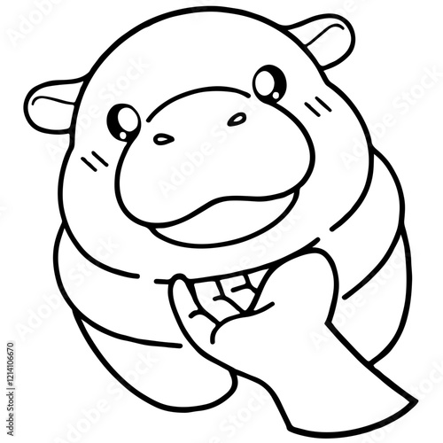 illustration of cartoon hippopotamus