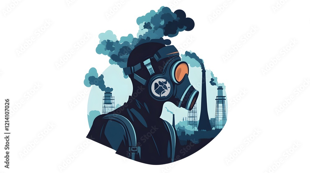 Contemplating the future in a polluted industrial landscape filled with toxic fumes Contemplating the future in a polluted industrial landscape filled with toxic fumes