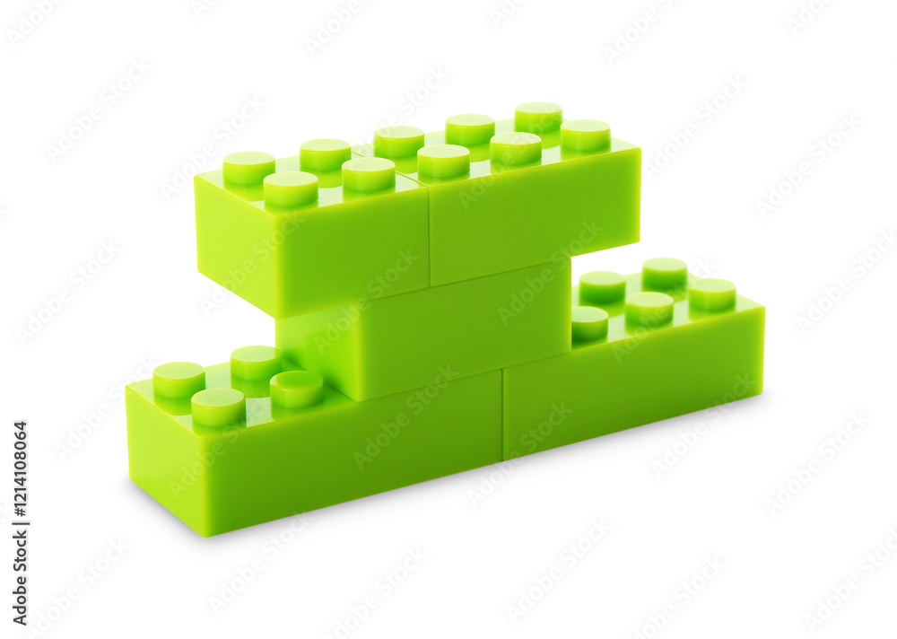 Construction toy. Figure made with building bricks isolated on white Construction toy. Figure made with building bricks isolated on white