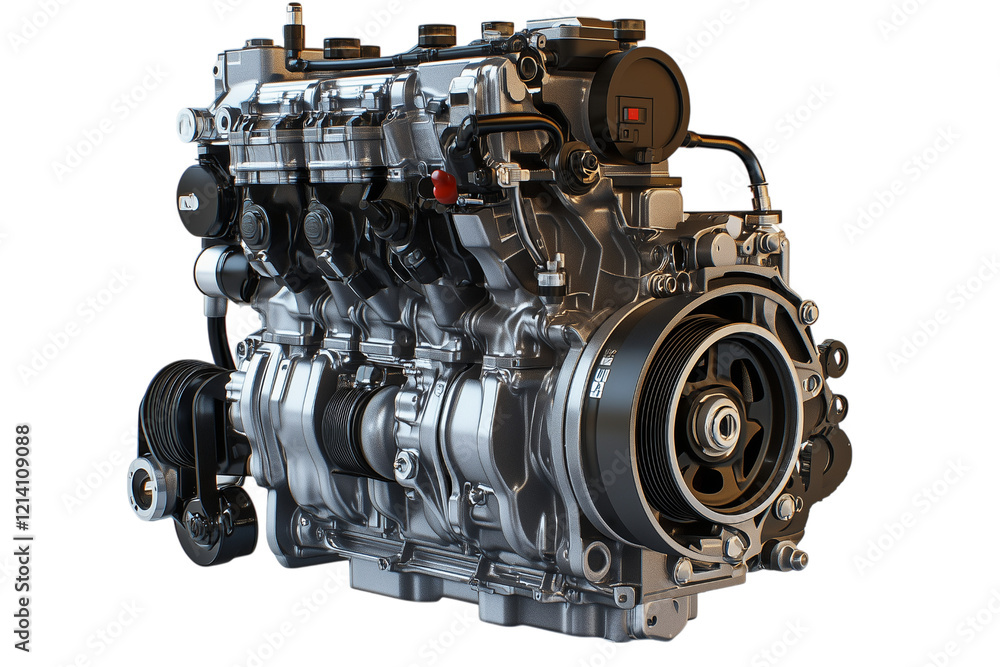 Powerful Industrial Engine Close Up Isolated on transparent Background Powerful Industrial Engine Close Up Isolated on transparent Background
