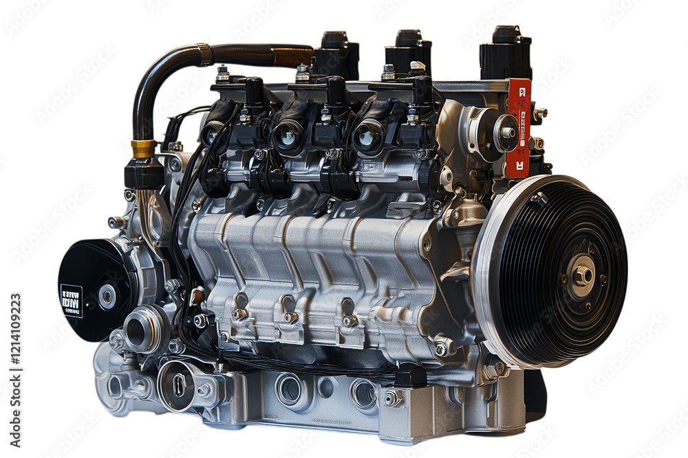 Powerful Industrial Engine Close Up Isolated on transparent Background Powerful Industrial Engine Close Up Isolated on transparent Background