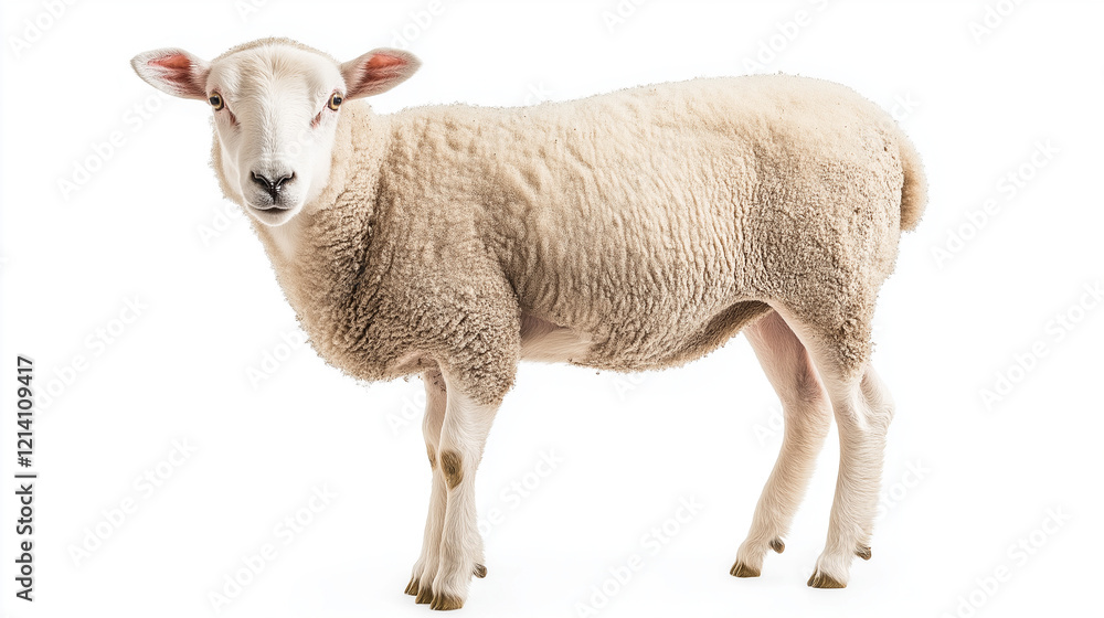 sheep with thick fur isolated on white background sheep with thick fur isolated on white background
