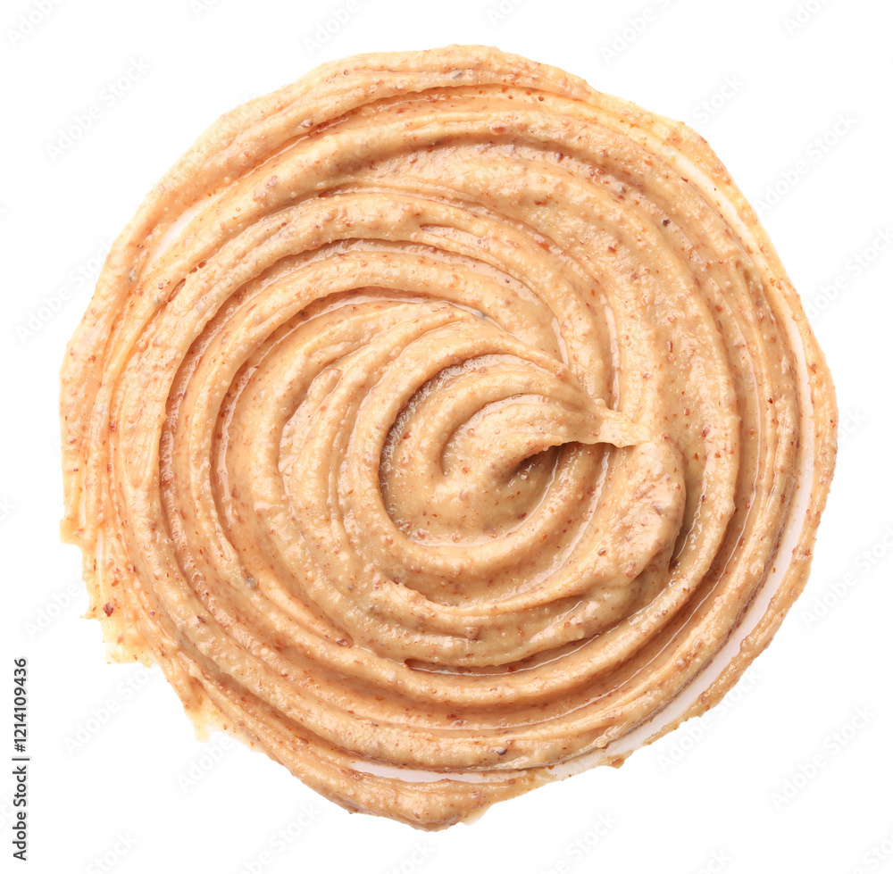 Sample of tasty nut butter isolated on white, top view Sample of tasty nut butter isolated on white, top view