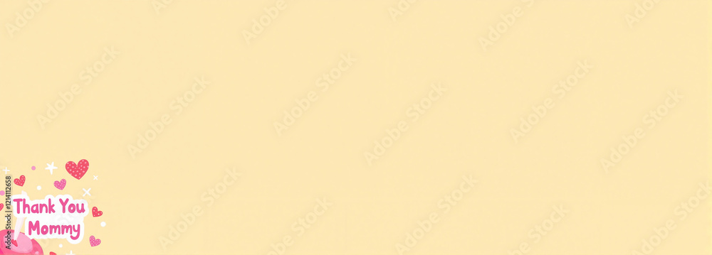 Fototapeta premium Thank You Mommy text on soft yellow background
