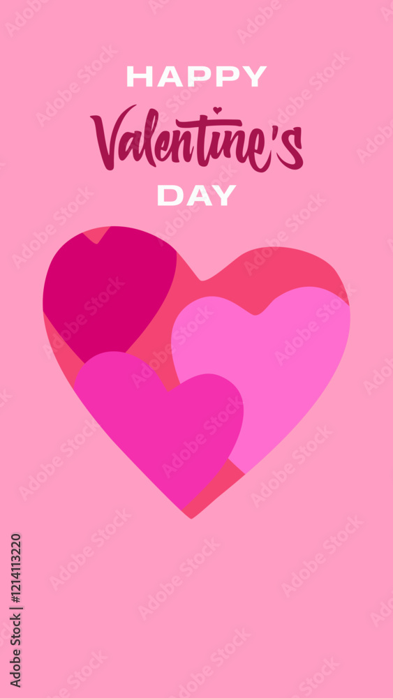 Romantic handwritten Happy Valentine's Day design with hearts and red-purple tones, perfect for creating unique invitations, greeting cards, and social media visuals Romantic handwritten Happy Valentine's Day design with hearts and red-purple tones, perfect for creating unique invitations, greeting cards, and social media visuals