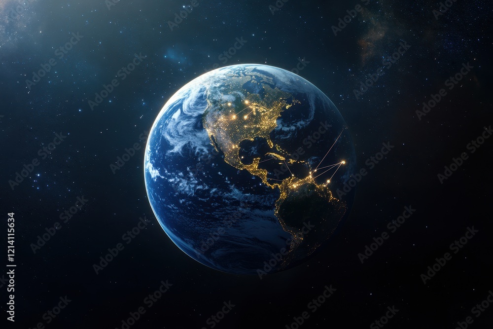 Global network connections, Earth, space, night, data, communication, website, banner Global network connections, Earth, space, night, data, communication, website, banner