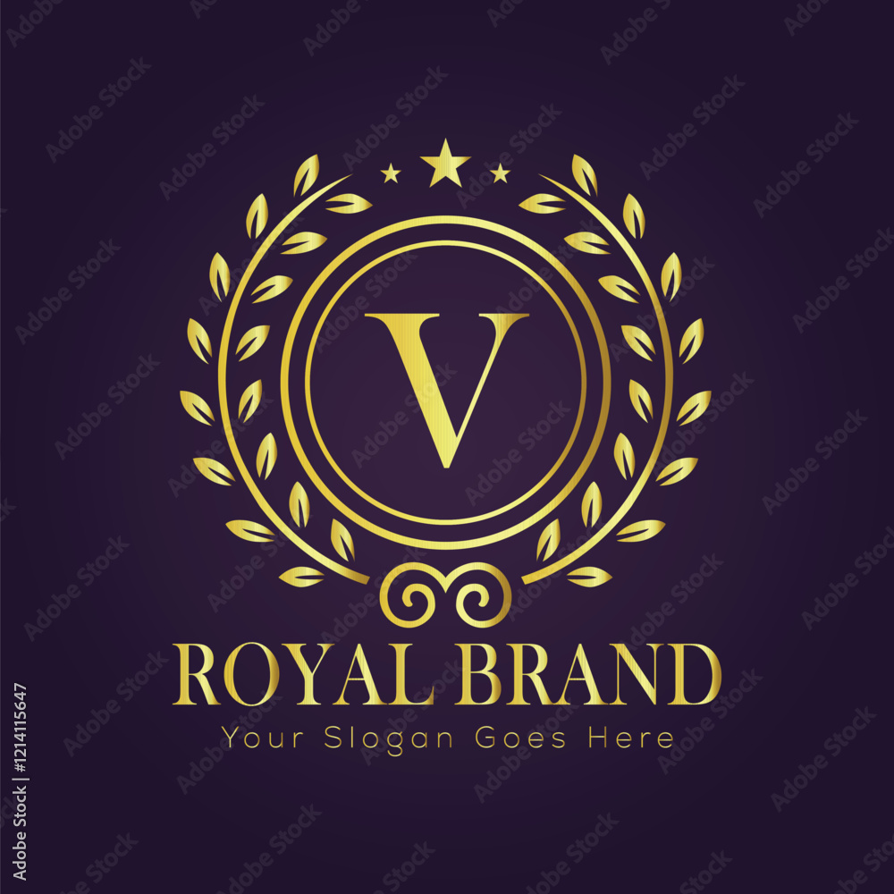 Fototapeta premium Letter V luxury gold logo concept