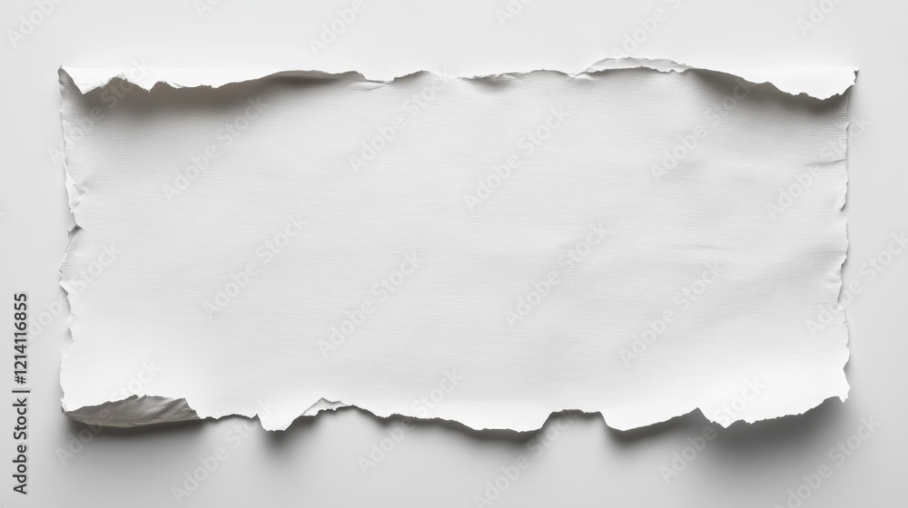 Fototapeta premium Torn White Textured Paper with Irregular Edges, Blank Space for Text or Design.