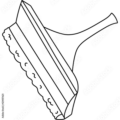 Cute scribble squeegee mop to wash window, mirror, ceiling, walls. Hand drawn squeegee scraper for cleansing glass material. Funny line doodle of device to tidy up apartment isolated on white.