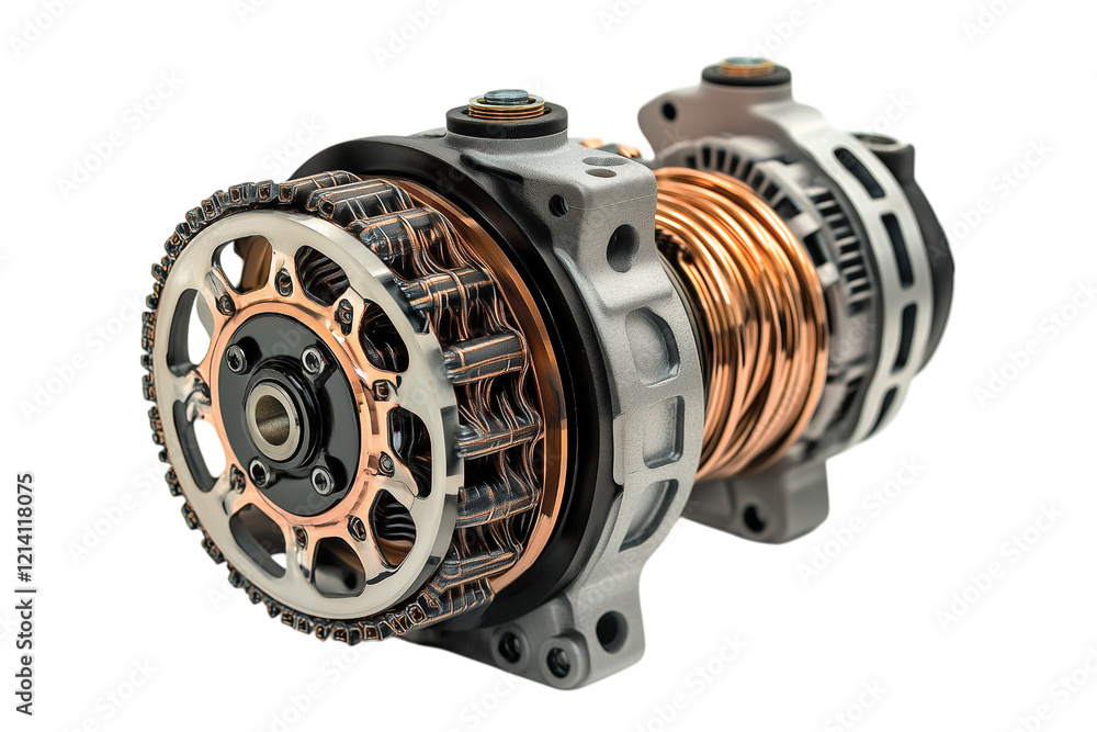 Detailed Close Up View of a Complex Industrial Motor Isolated on transparent Background Detailed Close Up View of a Complex Industrial Motor Isolated on transparent Background