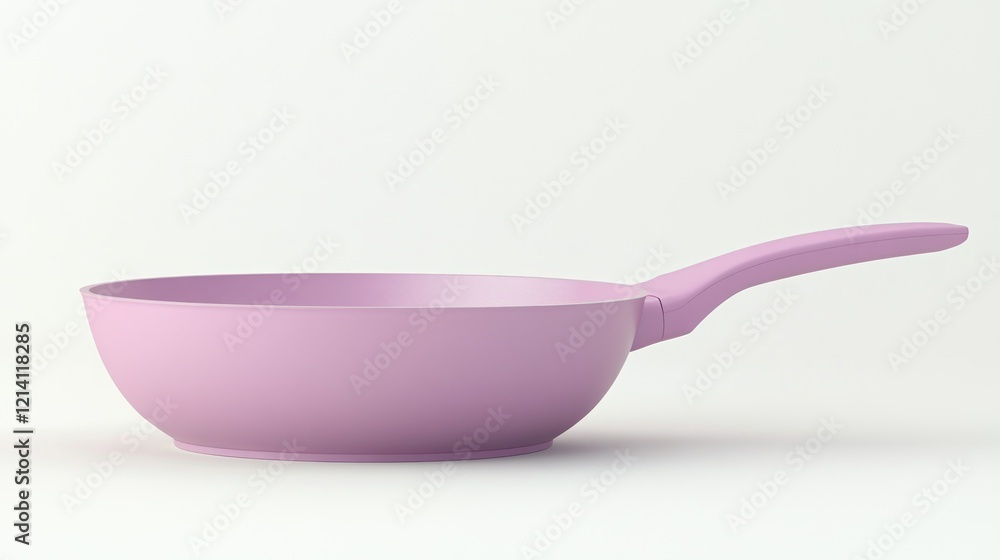 Pink frying pan on white background, kitchenware Pink frying pan on white background, kitchenware