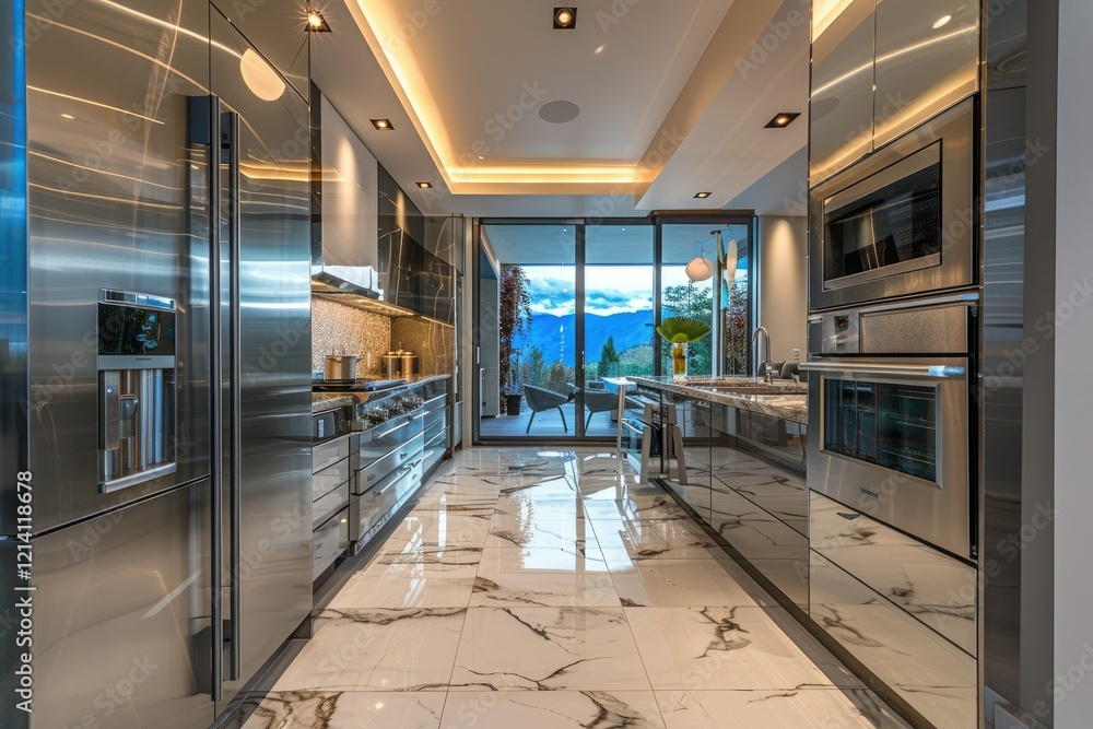 High Definition Image of Modern Kitchen Design with Stainless Steel Appliances High Definition Image of Modern Kitchen Design with Stainless Steel Appliances