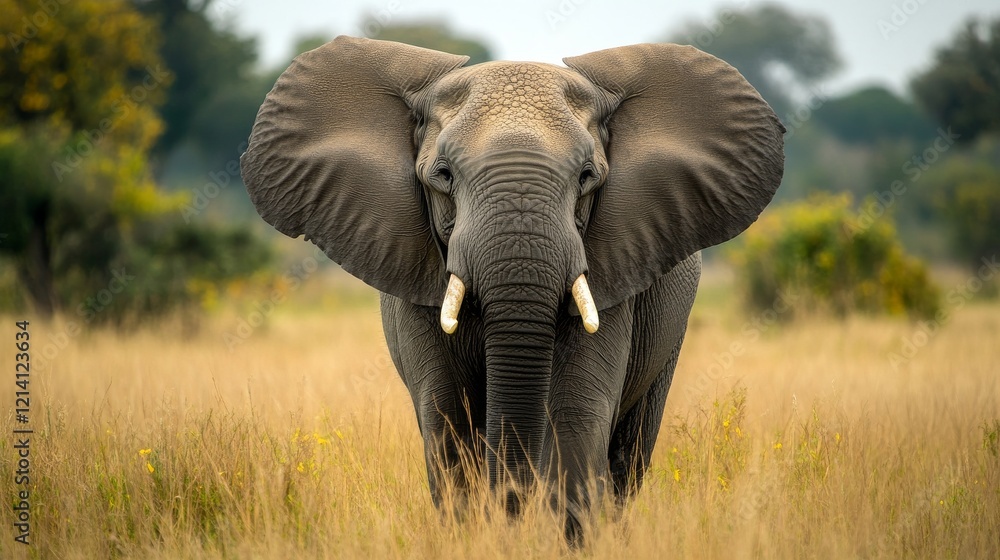 Fototapeta premium an elephant in a dark forest with a dramatic atmosphere. elephant in sabana