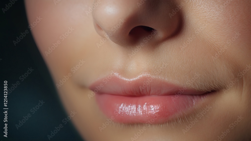 Obraz premium Close-up of lips showcasing natural beauty and soft texture under gentle lighting