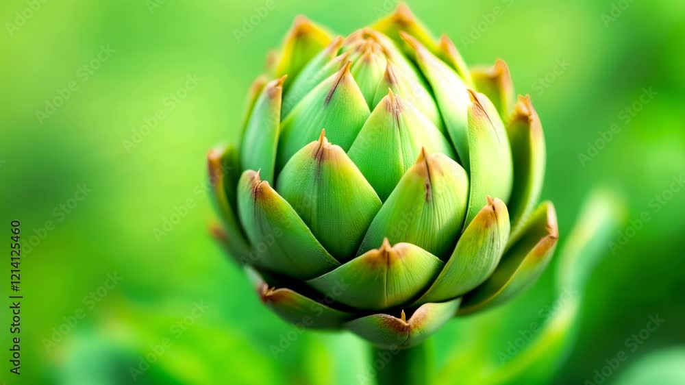 Green Artichoke Plant with Blurred Background Showcasing Fresh Natural Ingredients Green Artichoke Plant with Blurred Background Showcasing Fresh Natural Ingredients