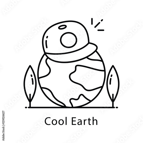 Cool Earth Vector Outline Icon Style. Eps 10 File