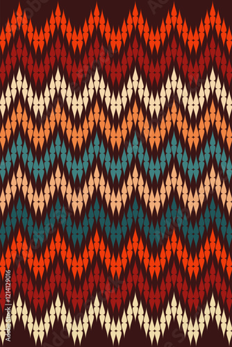 Vector seamless wavy pattern. Retro serrated carving texture. Geometric zigzag line design. Great for fabric, textile, carpet