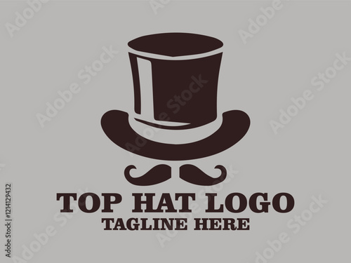 Top hat vector illustration perfect for branding, fashion, fashion depicting fashion trends and dressing styles, formality depicting formal events and formal wear, timeless classic design top hat logo