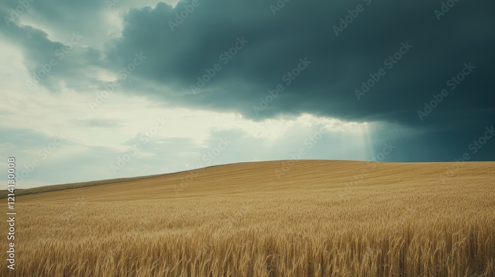 Golden Wheat Field Under a Dramatic Stormy Sky Golden Wheat Field Under a Dramatic Stormy Sky