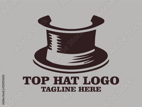 Top hat vector illustration perfect for branding, fashion, fashion depicting fashion trends and dressing styles, formality depicting formal events and formal wear, timeless classic design top hat logo